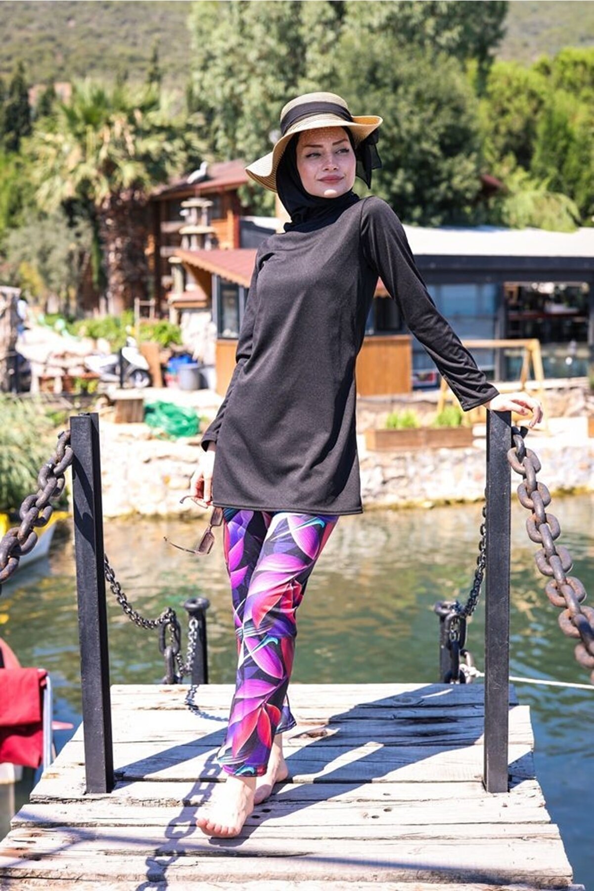 Black Full Covered Hijab Swimwear R1009
