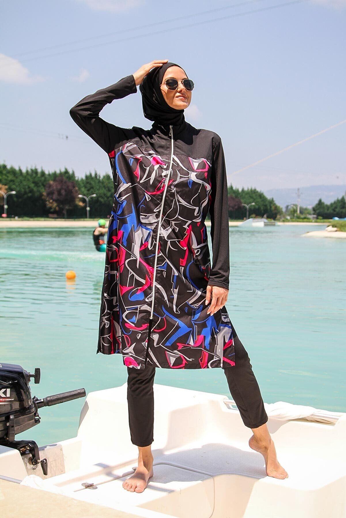 Black Fully Covered Hijab Swimwear M2266