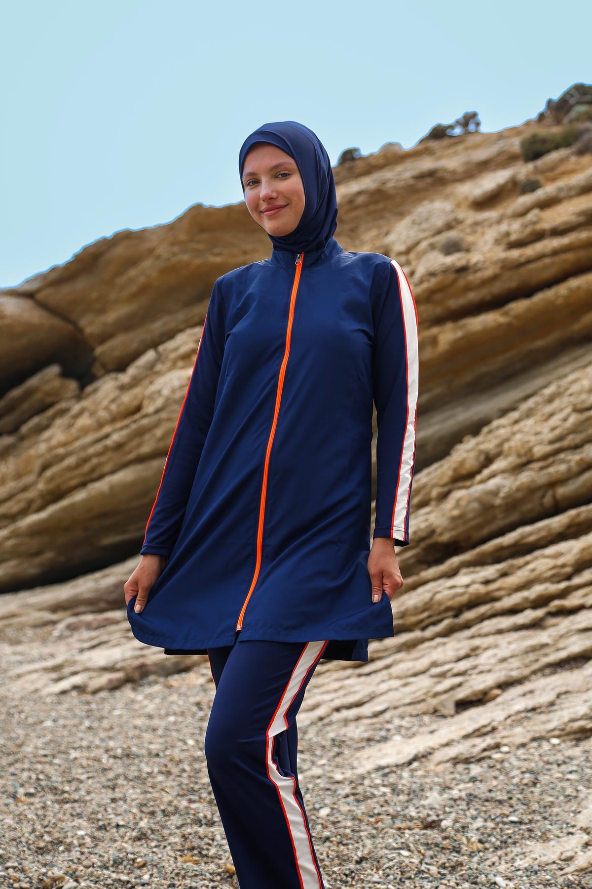 Zippered Full Closed Hijab Swimsuit M2270
