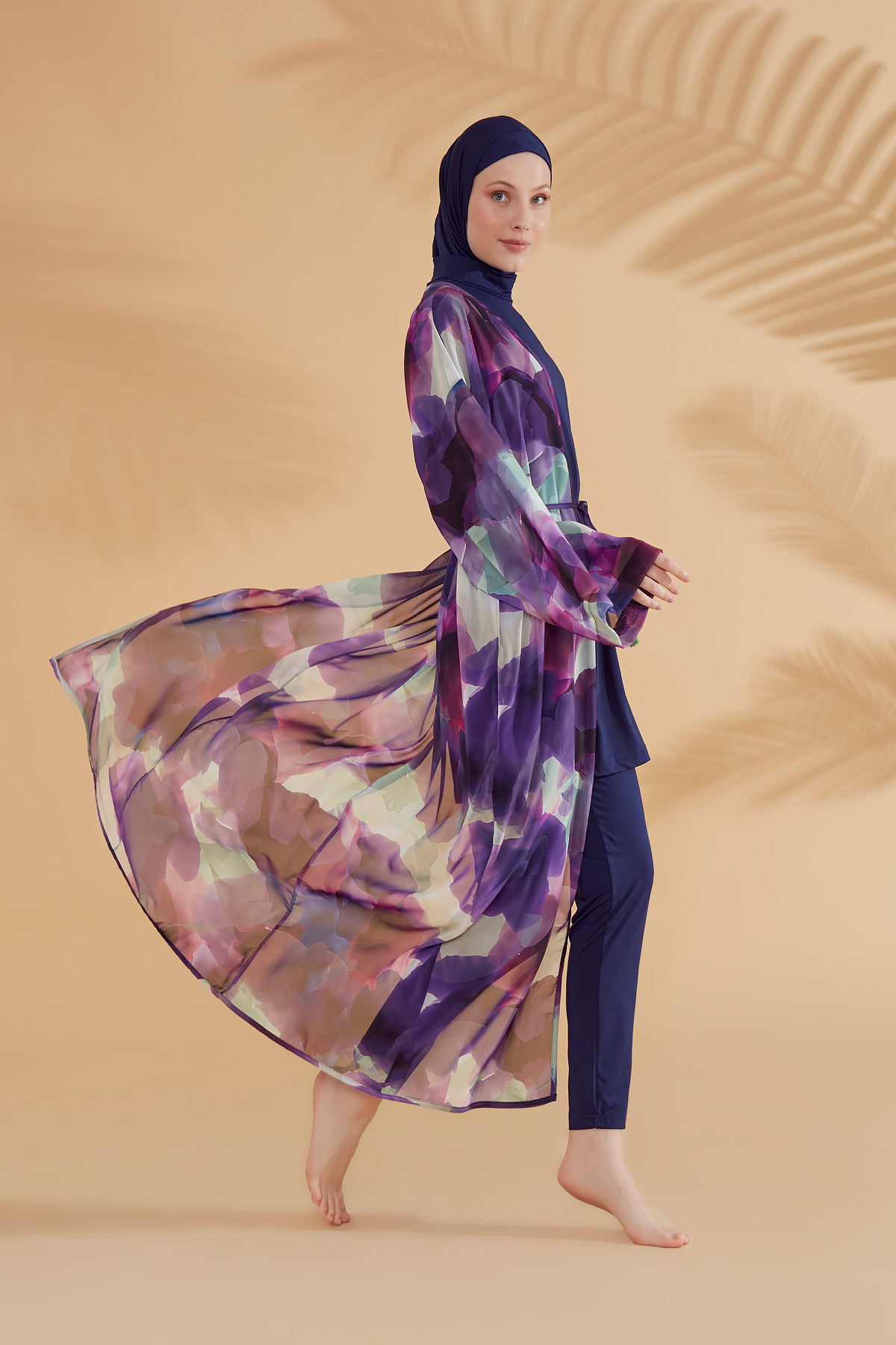 Patterned Purple Caftan Kimono Pareo P2338