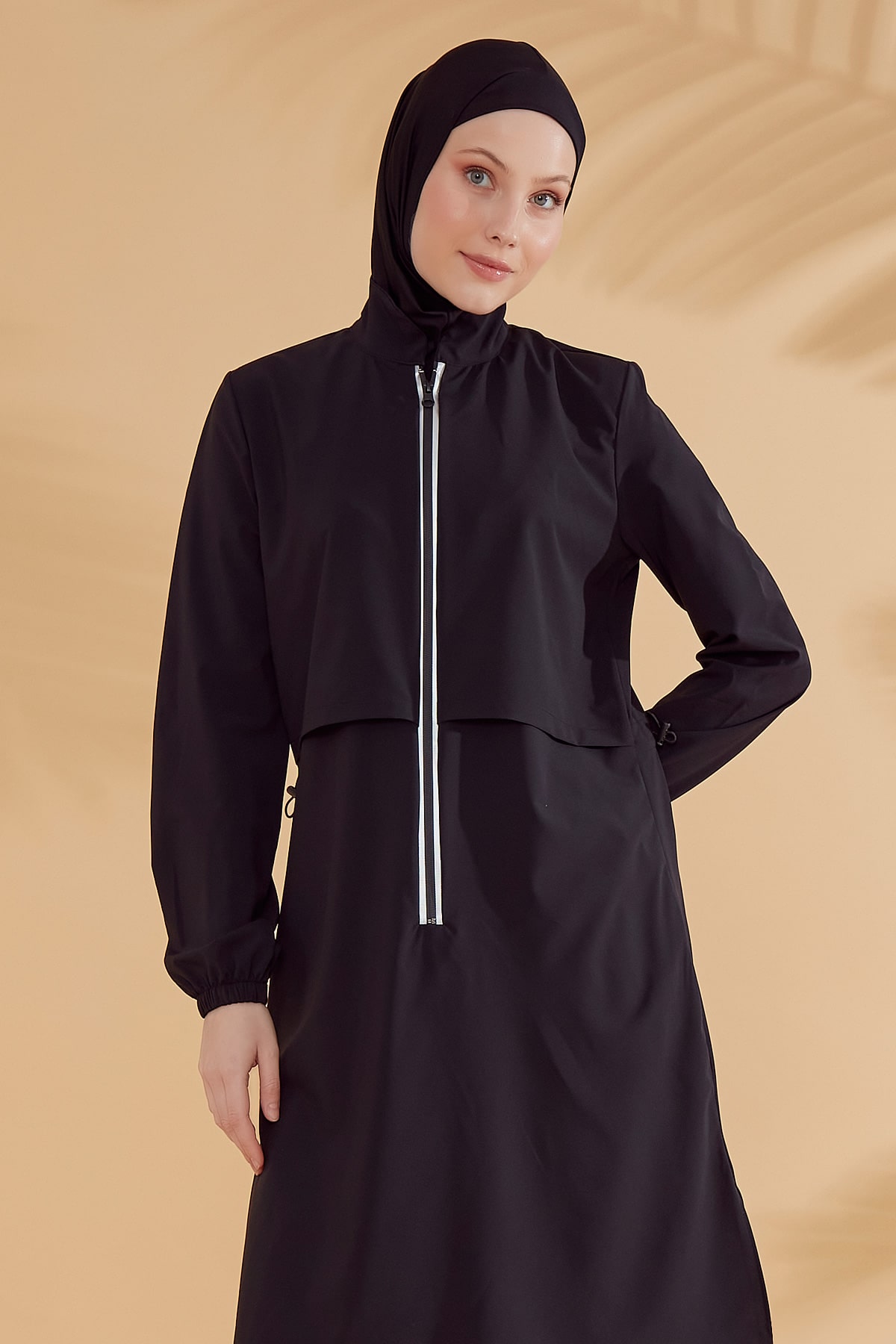 Basic Black Full Covered Hijab Swimwear M2314